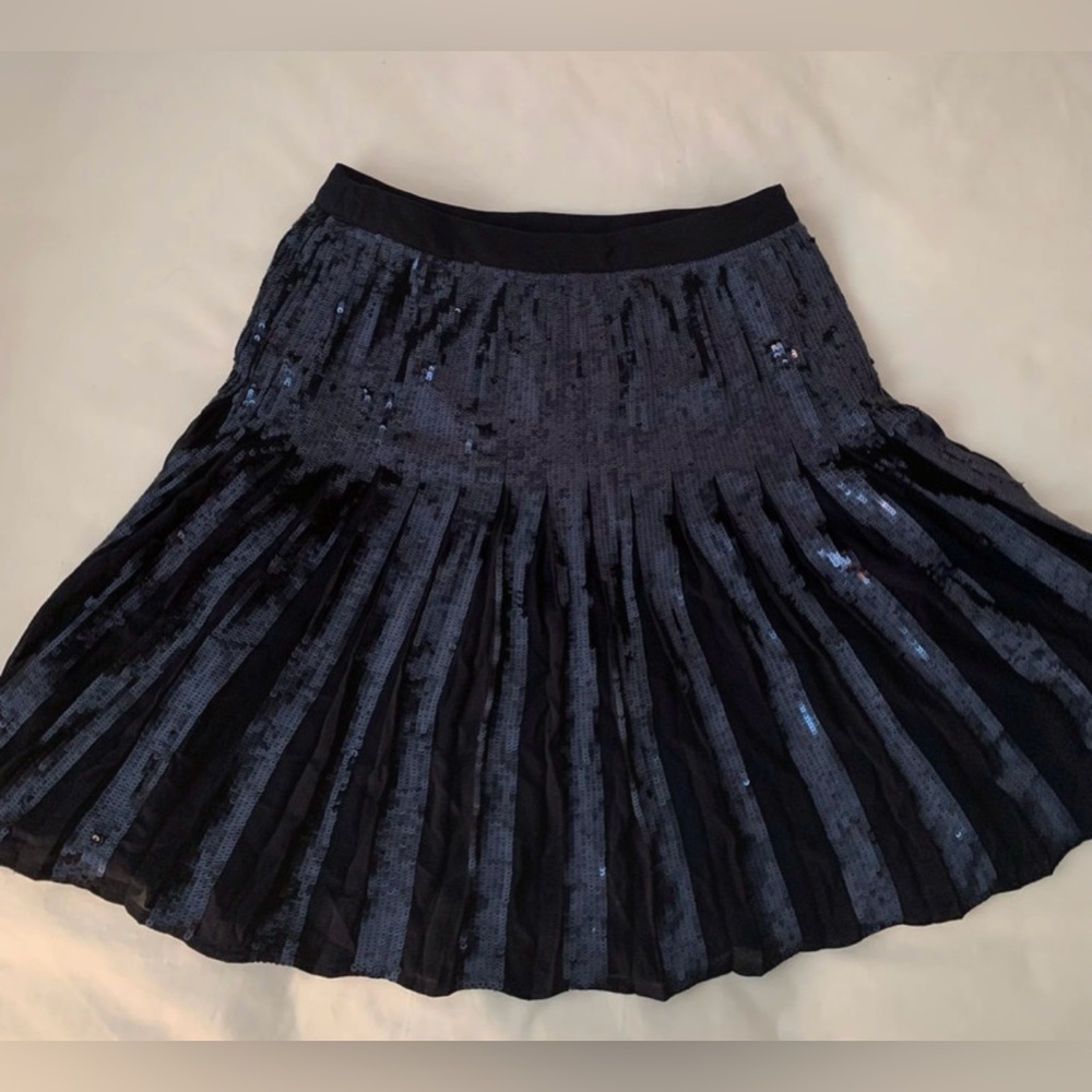 Pleated Sequined Mini Skirt